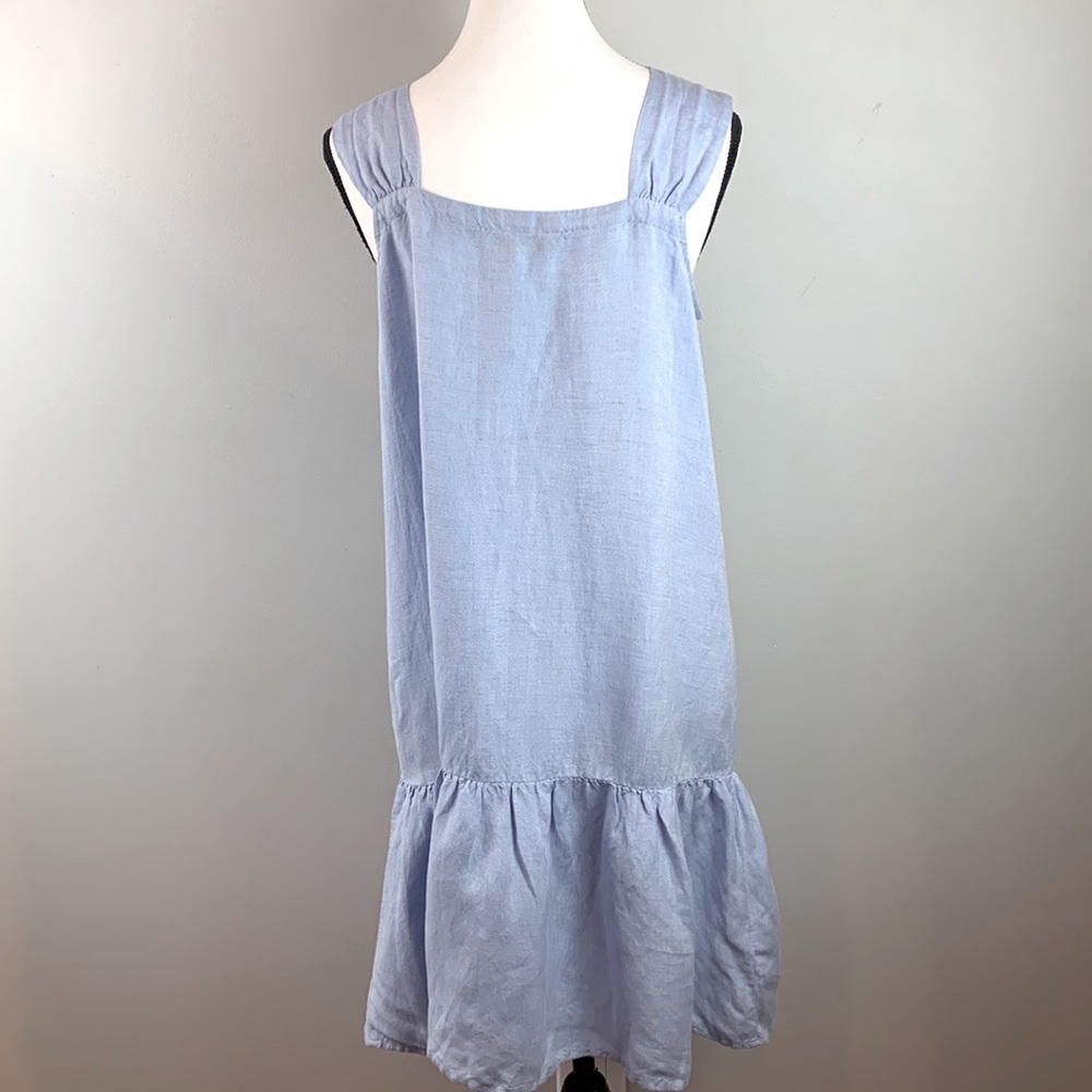 LOFT Linen Blend Chambray Square Neck Flounce Dress NEW! - Picture 4 of 8